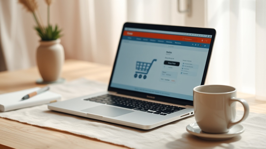 Ordinateur portable affichant un panier d'achat en ligne