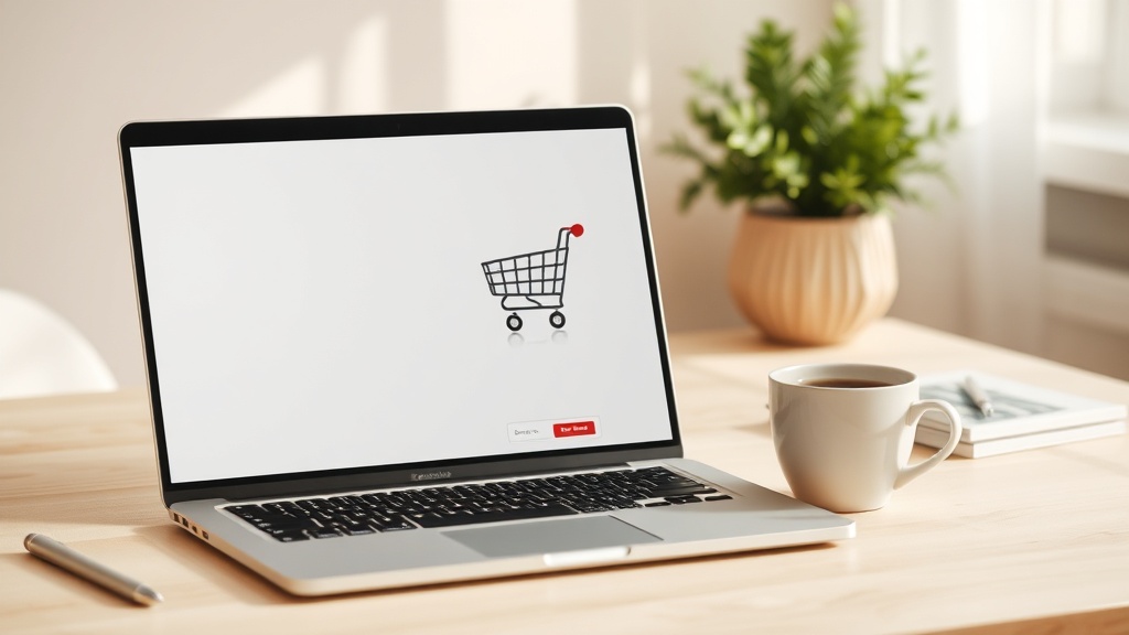 Ordinateur portable affichant un panier d'achat en ligne